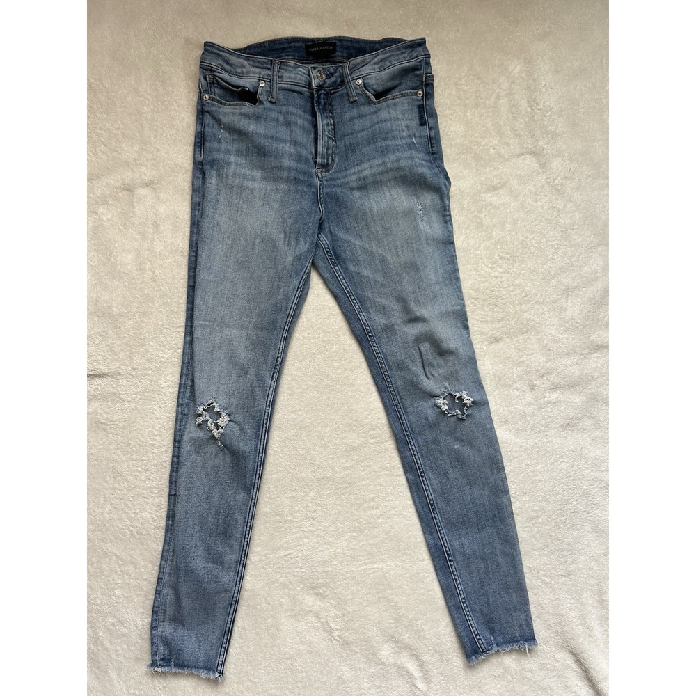Silver Jeans Co High Note Skinny Distressed Blue Jeans W29 L29 L64027SSX113